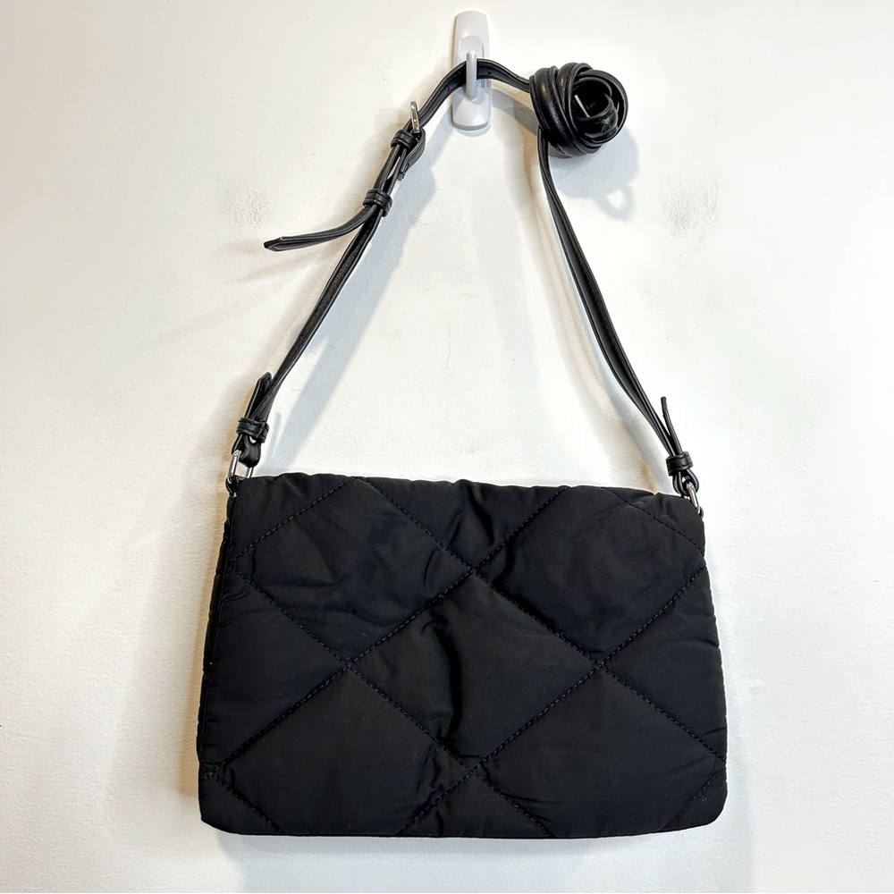 Zara Quilted Flap Small Crossbody Bag Purse Black